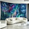Wolf Art Wall Tapestry Aesthetic Wall Hanging Printed Fabric Blanket Decorative Tapestries for Bedroom Living Room Home Decor