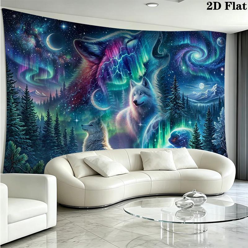 Wolf Art Wall Tapestry Aesthetic Wall Hanging Printed Fabric Blanket Decorative Tapestries for Bedroom Living Room Home Decor