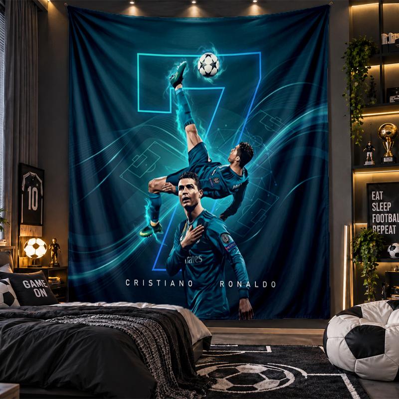 Wall Hanging Tapestry Cristiano Ronaldo Print Cloth for Living Room Bedroom Home Decor