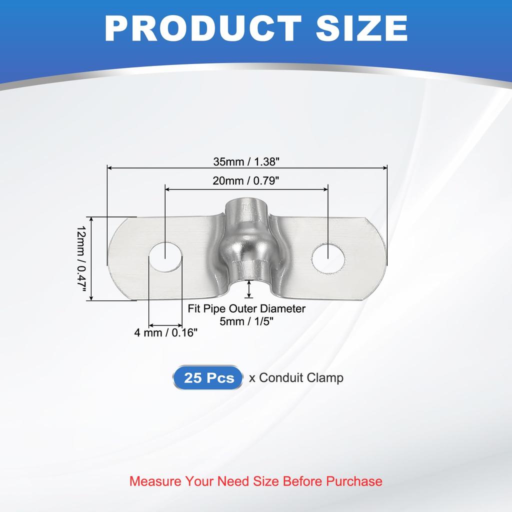 PATIKIL Saddle Bands 5mm Inner Diameter 2 Holes Pipe Fixing Hardware 304 Stainless Steel