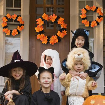 27,9 cm großer Halloween-Kranz für die Haustür, Hängegirlande, künstlicher Ahornblatt-Fledermaus-Kranz für die Wand