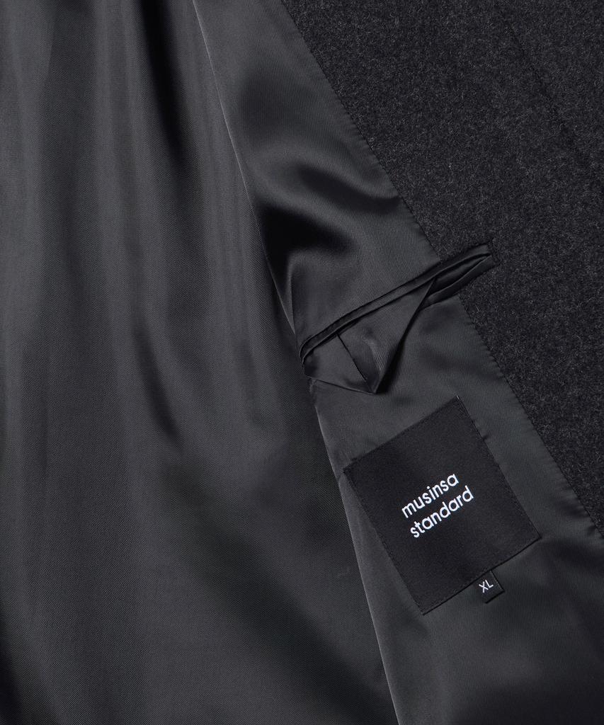 Musinsa Standard Wool Blend Daddy Shoulder Long Polo Coat [Charcoal Grey]