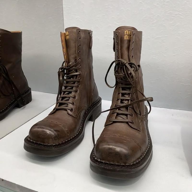 Cowhide version~ retro leather inner height increase 7cm boots fashion boots women's old knight boots belt buckle boots