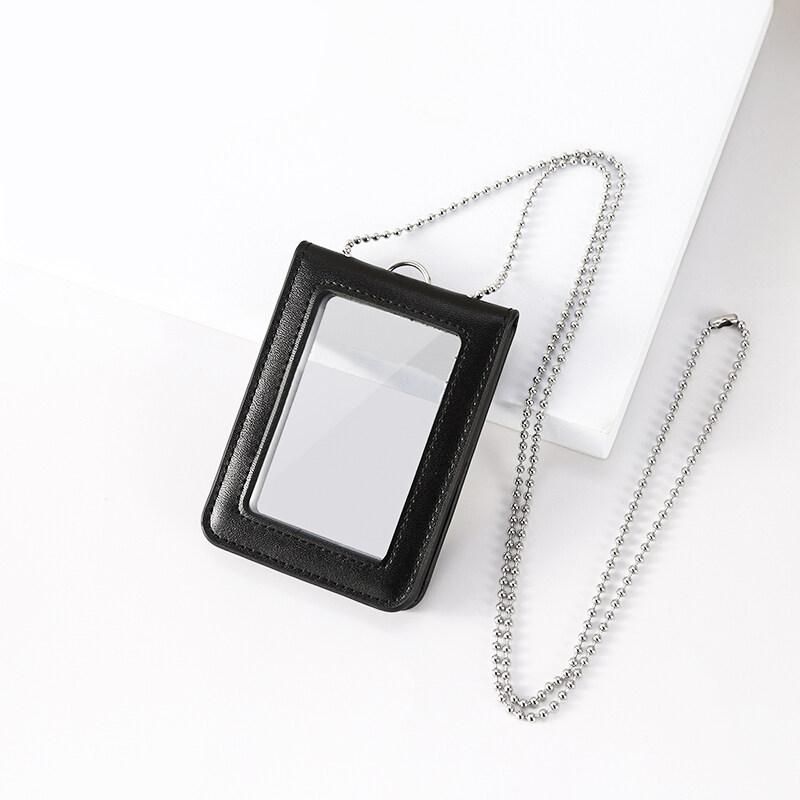 

Настоящая кожа, высокопрозрачный держатель для бейджа с окном, офисный работник, деловая работа, нагрудный чехол для карточек с ремешком на цепочке из бисера