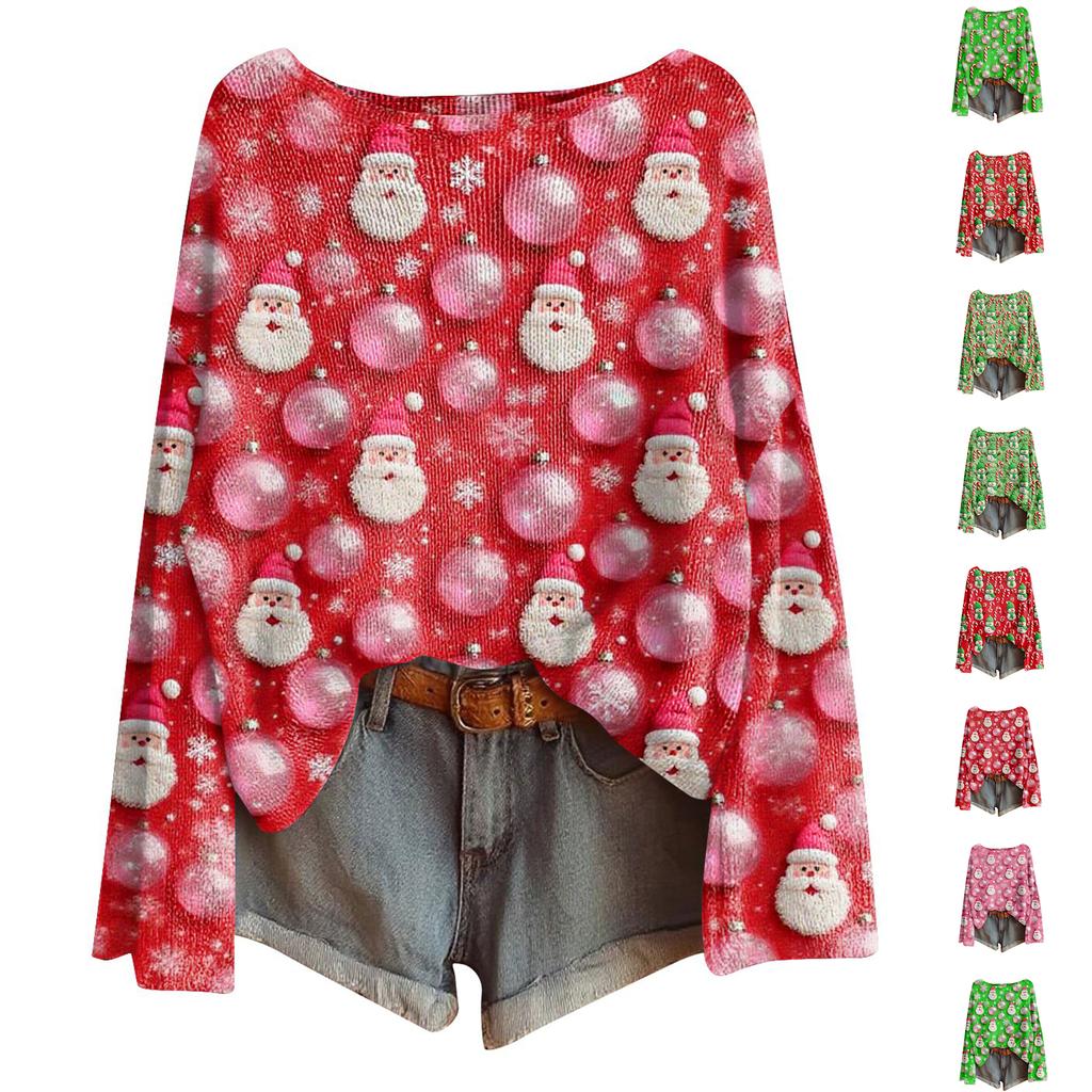 Damemote Langermet Christmas Snowman Snowflake Print Jakke Cardigan