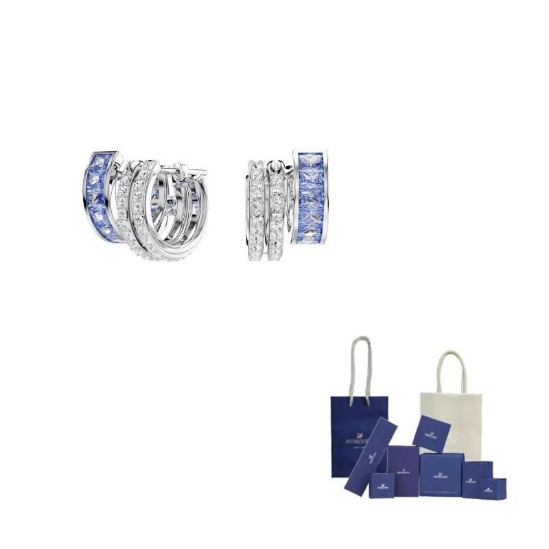 Swarovski Synthetic Cubic Zirconia Earrings Womens Blue синий