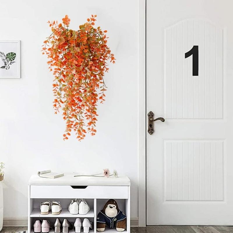 2x Fall Artificial Hanging Plants Faux Eucalyptus Vine Indoor Outdoor Home Decor