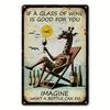 Vintage Humor Giraffe Metal Sign If a Glass of Wine Is Good for You    Wall Art with PreDrilled Holes Waterproof Easy To H