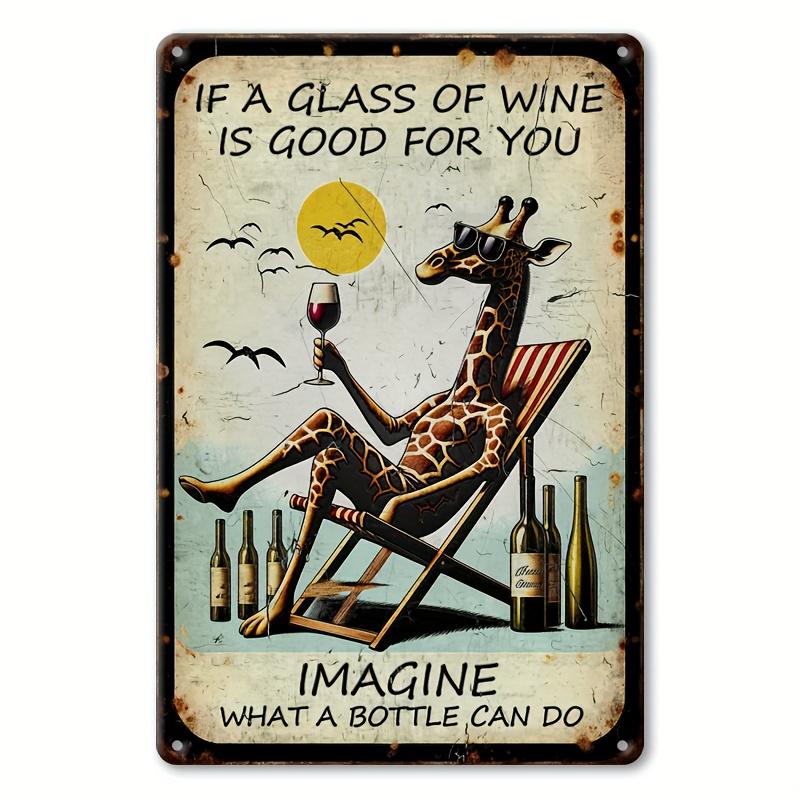 Винтажная юмористическая металлическая табличка  Если бокал вина полезен для вас...  для домашнего декора 20x30cm（7.8x11.8inch）