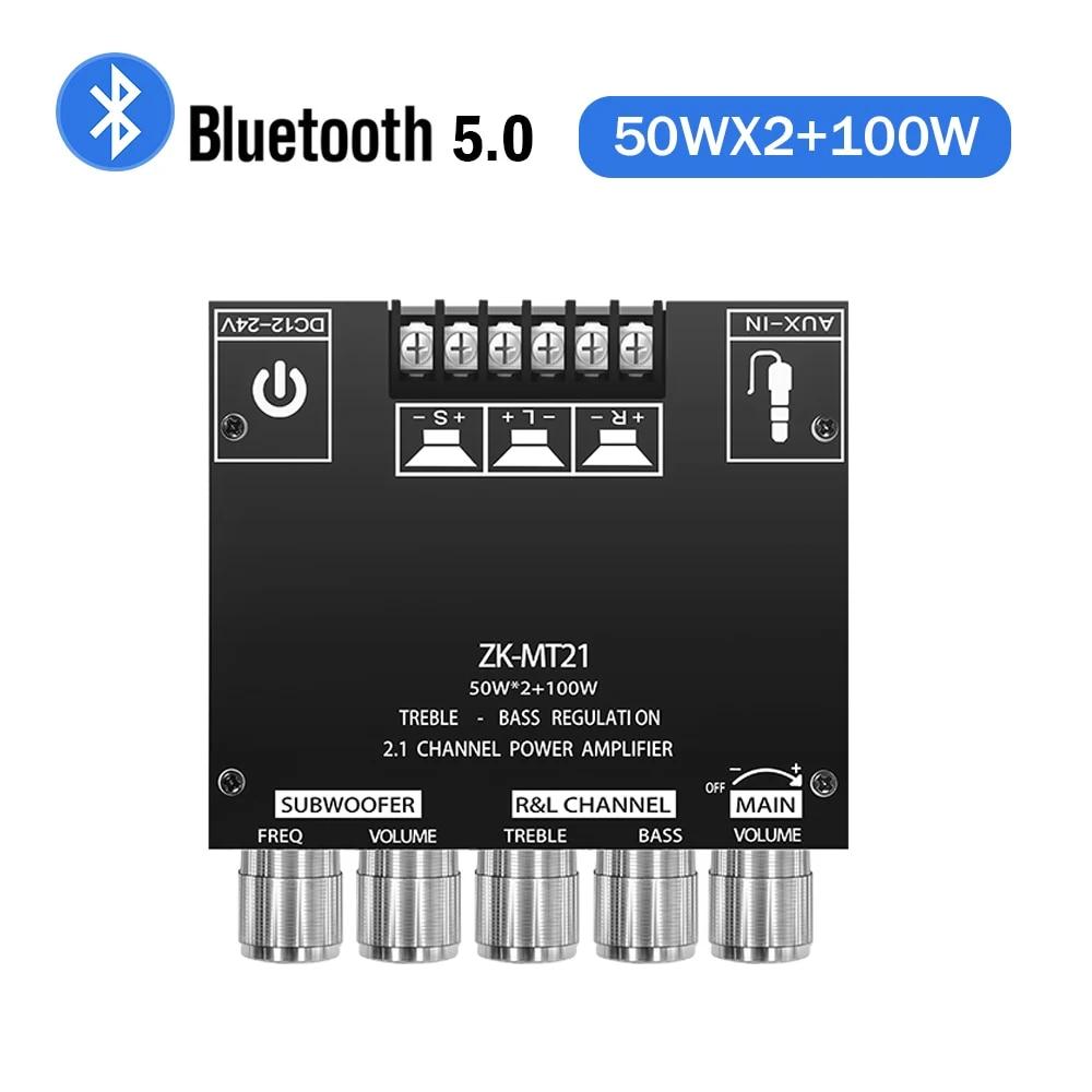 

ZK-MT21-канальний Bluetooth 5.0 CS8673E 2.1 Підсилювач сабвуфера плата 50 Вт x 2 + 100 Вт потужність аудіо стерео підсилювач плата бас AMP AUX