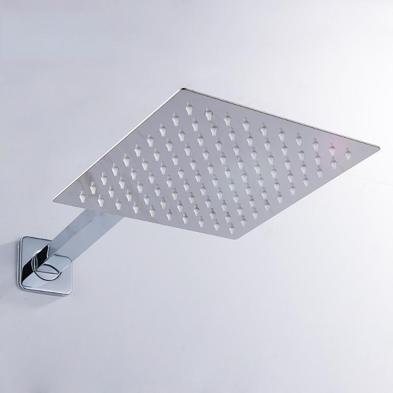 Stainless Steel Ultra-thin Shower Head with Awning 12/10/8 Inch Rain Shower Head Chrome-plated Round and Square Shower Awning