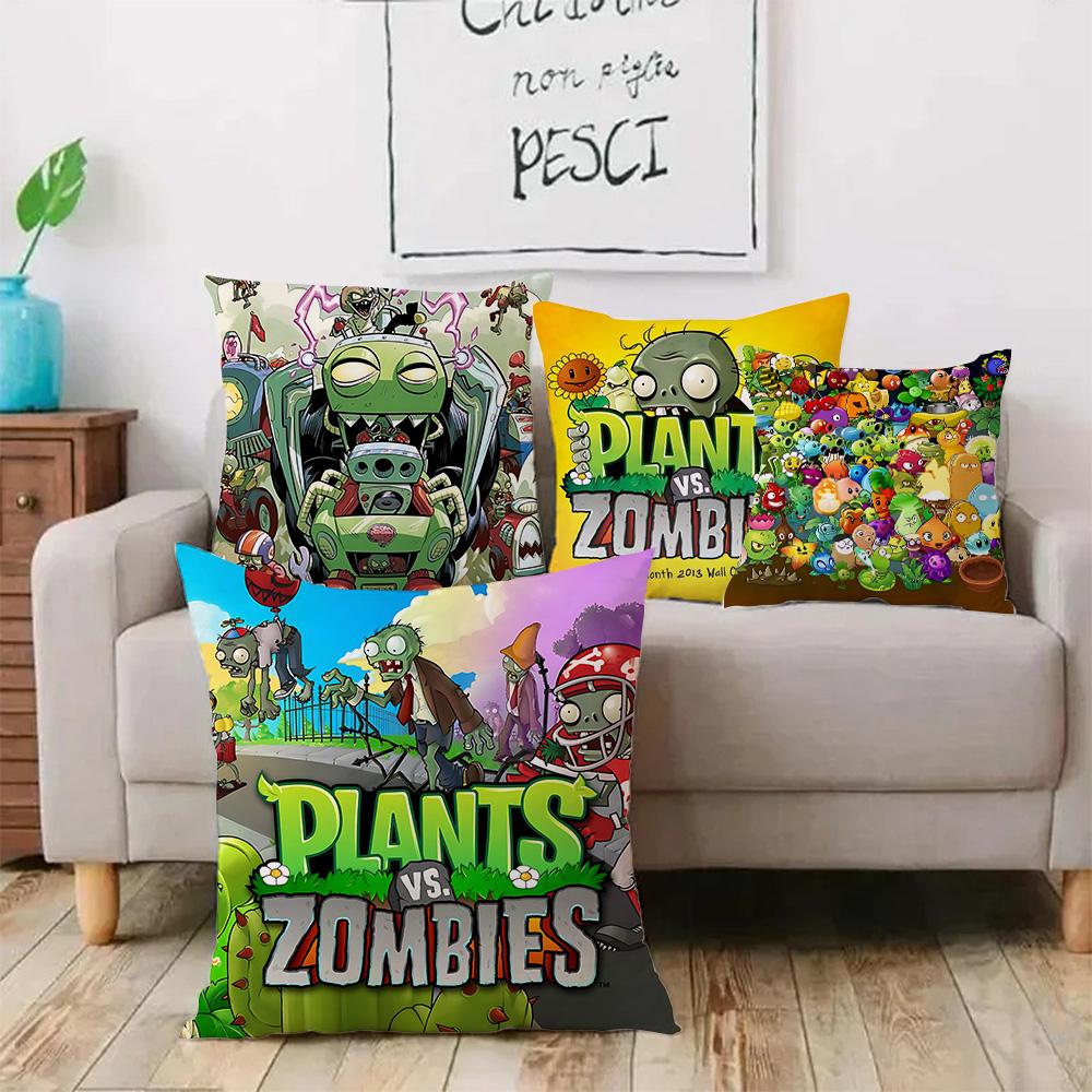 Game For Plantss Vs. Z-Zombies Pillow Covers Cartoon Sofa Decorative Home Double-sided Printing Short Plush Cute Cushion Cover