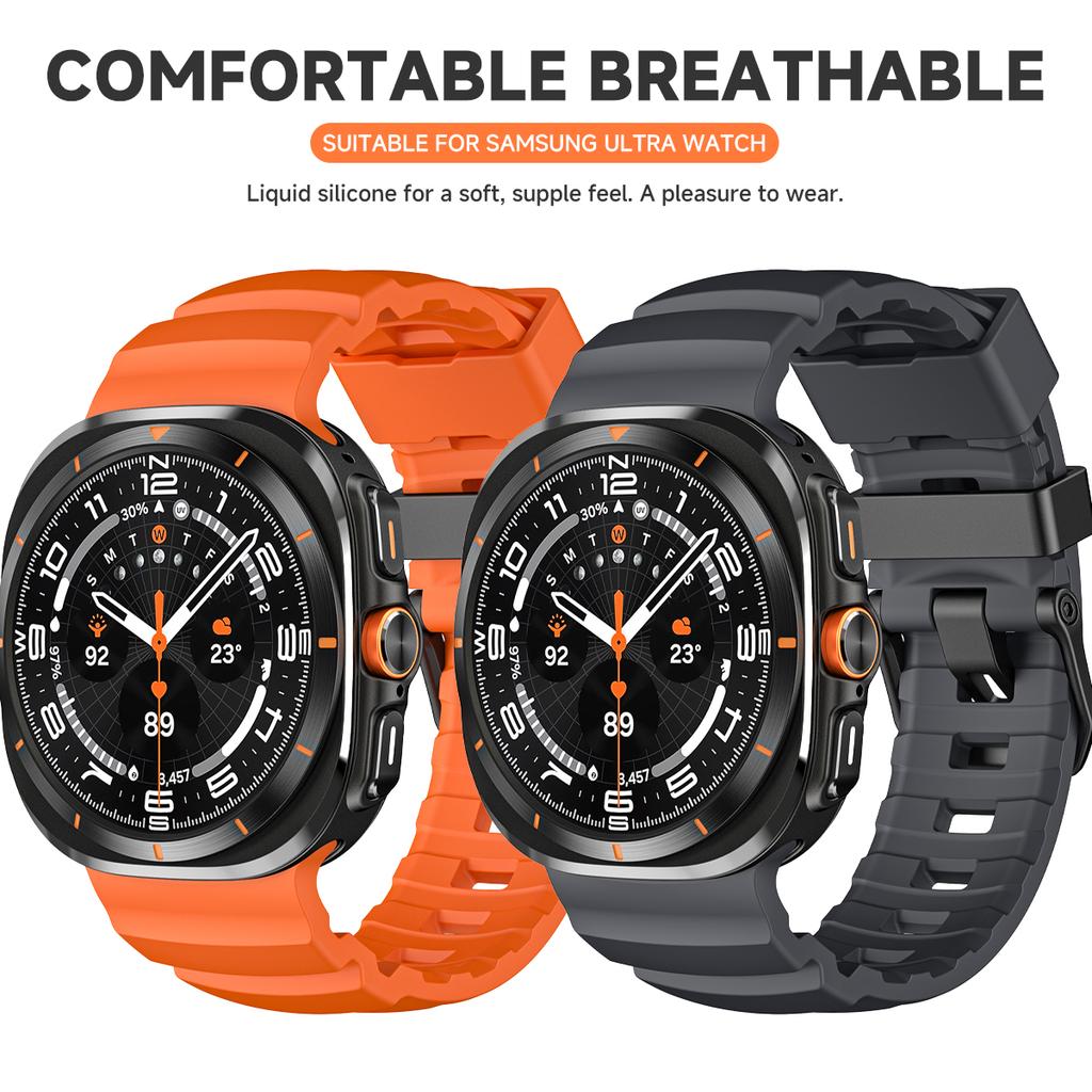 Miękki gumowy pasek do Samsung Galaxy Watch Ultra 47mm Pasek Męska sportowa bransoletka do Samsung Galaxy Ultra 47 Zakrzywione końcówki Pasek na nadgarstek