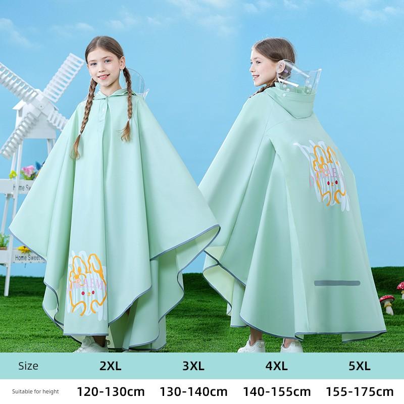 Children's Poncho Raincoat for Boys and Girls, Full-Body Waterproof with Backpack Space, Suitable for Older Children and Students, Special Pullover