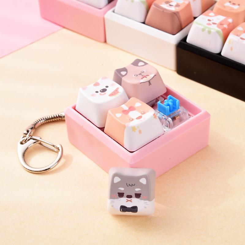 Cute Dog Squeeze Keychain Creative Stress Relief Fidget Pendant Mini Sensory Toy for Handbags Kids Party Gifts