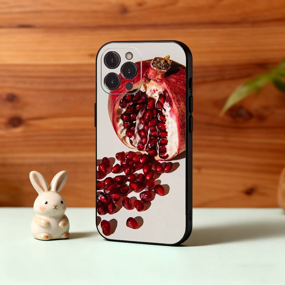 Red C-Cherry Pomegranate Raspberry Phone Case For iPhone17,16,15,14,13,12,Plus,Pro Max, 5G Others Soft Black Cover