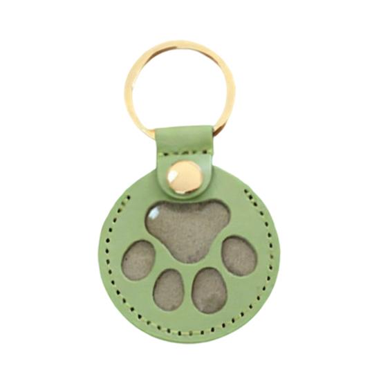 Paw Shaped Keychain Faux Leather Dog Hair Storage Keychain Transparent Pet Hair Souvenir Refillable Keyring Memorial Gift