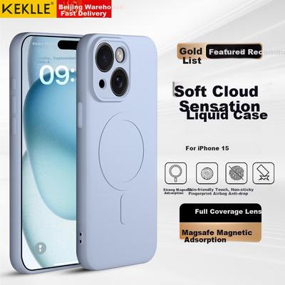 IPhone 15 Case, Apple 15 Protective Cover, Skin-Friendly Liquid Silicone Magnetic Full Lens Protection Soft Case, Lavender Purple