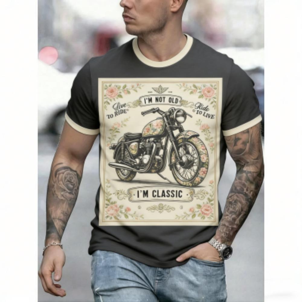 Fashion Europe America Summer Men s T-Shirt Motorcycle 3D Print Tees Top Casual Loose Short Sleeve Streetwear Plus Size Women T-shirt XXS