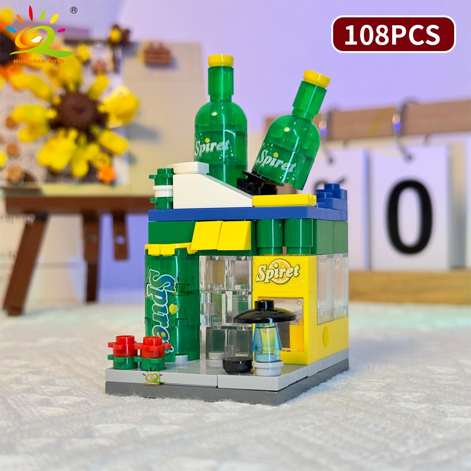 Non-Toxic Moc City Street View Mini Building Blocks Diy City Commercial Street Coffee Shop Puzzle Toys Home Ornaments Decoration