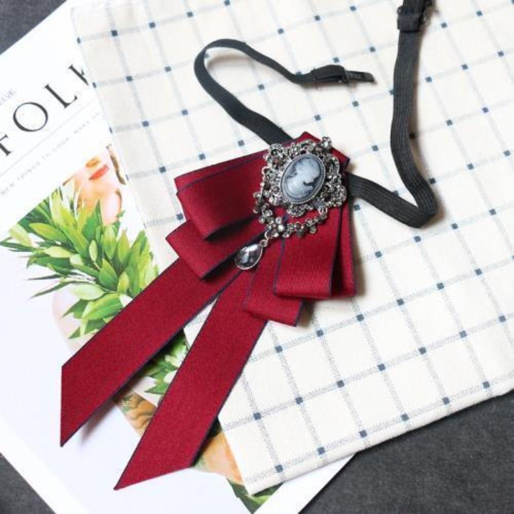 Crystal Black Rhinestone Ribbon Bowtie Ribbon Ribbon Bow Brooch Retro Bow Tie  For Men and Women