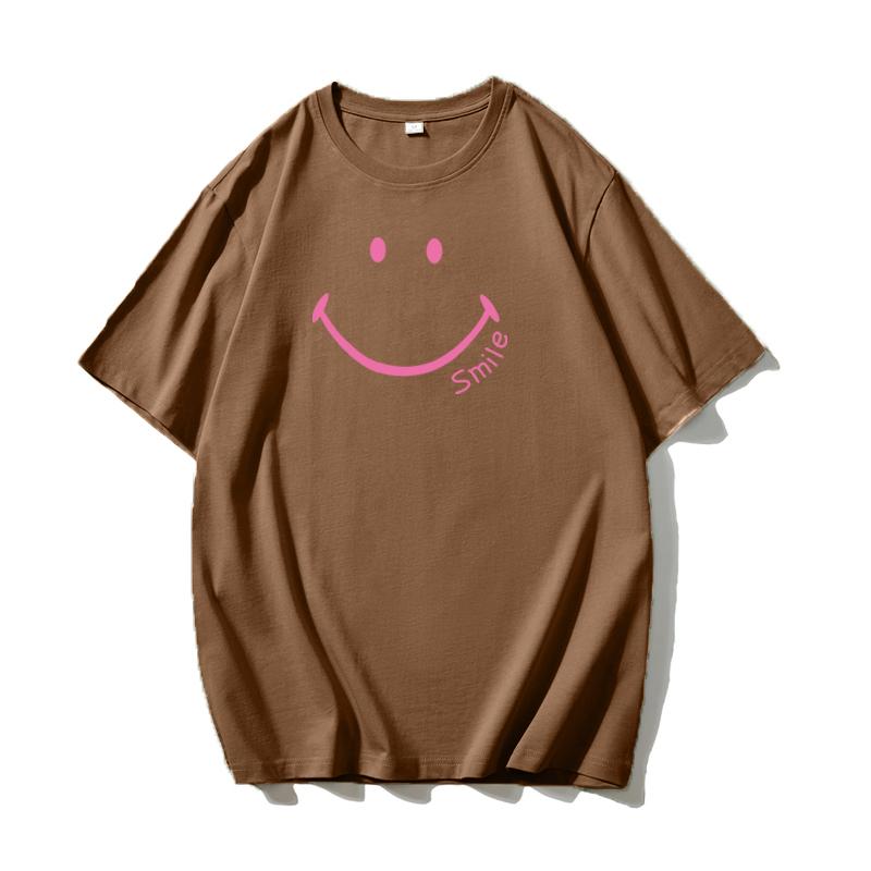 Shellsuning Smiley Gesicht Bedruckte T-shirts 2023 Sommer Neue Übergroßen Casual Oansatz Kurzarm Baumwolle Tees Weibliche Mode Alle-spiel harajuku Grundlegende Tops