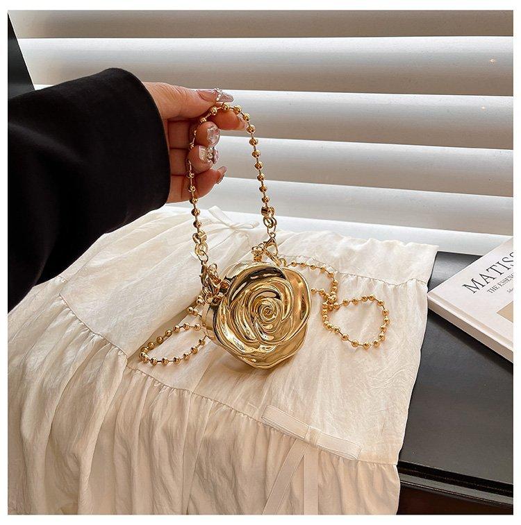 Acrylic Lipstick Bags For Wommen Shoulder Bag Fashionable Flower Shaped Elegant Handbags Beads Chain Shoulder Crossbody Party