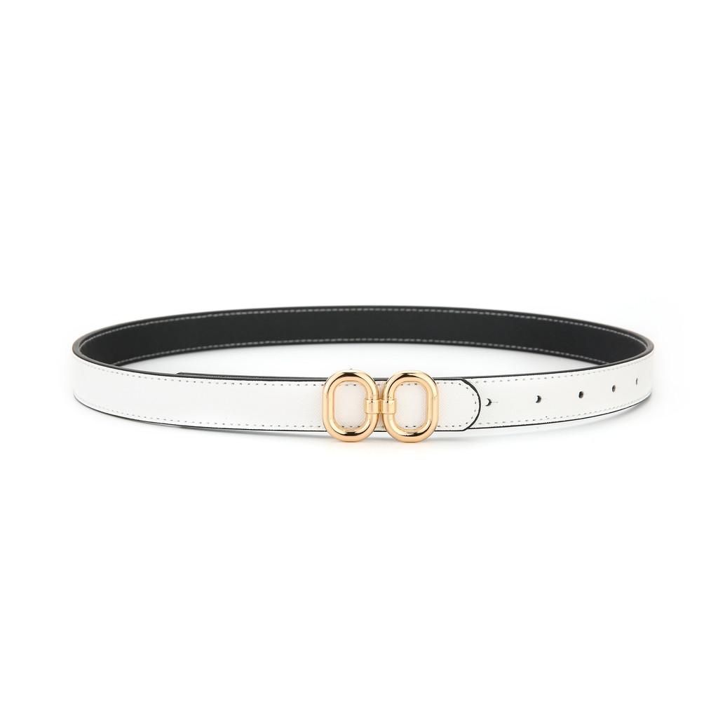 Genuine Leather Doublesided Womens Belt With Square Alloy Buckle For Casual Wear