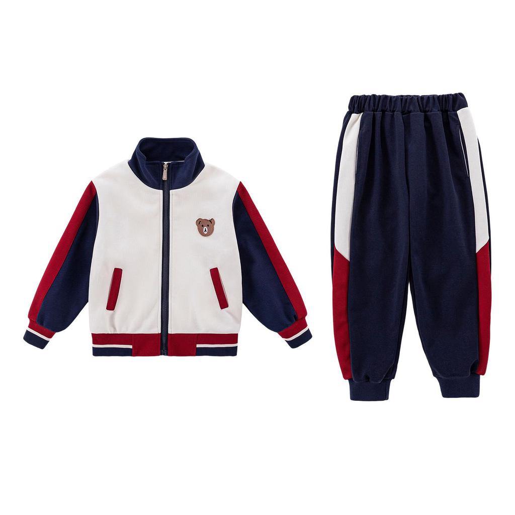 Trzyczęściowy szkolny mundurek dziecięcy w stylu akademickim na jesień i wiosnę – Swobodny zestaw sportowy