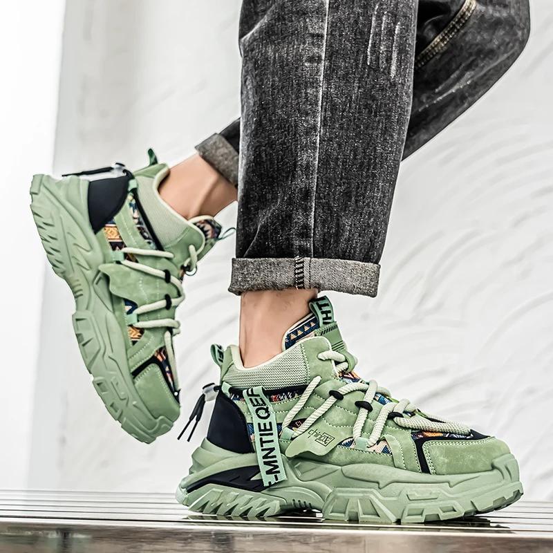 New Luxury Men's Patchwork Casual Sneakers Comfortable Platform Shoes Designed Height Increasing Sneakers Men Casual Sports Shoe