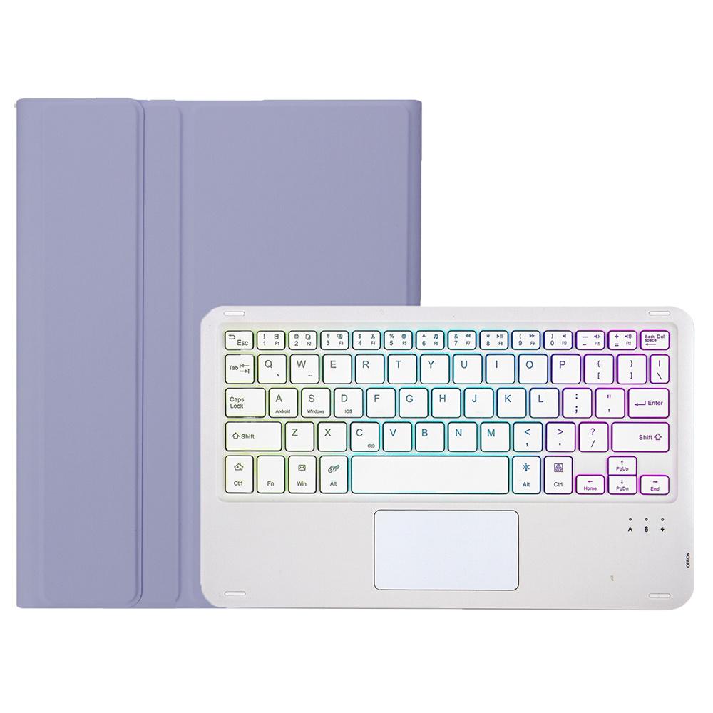 

AH20-AS For Huawei MatePad 11.5 S Backlit Design Leather+TPU Tablet Cover Bluetooth-compatible Keyboard Case with Touchpad Purple