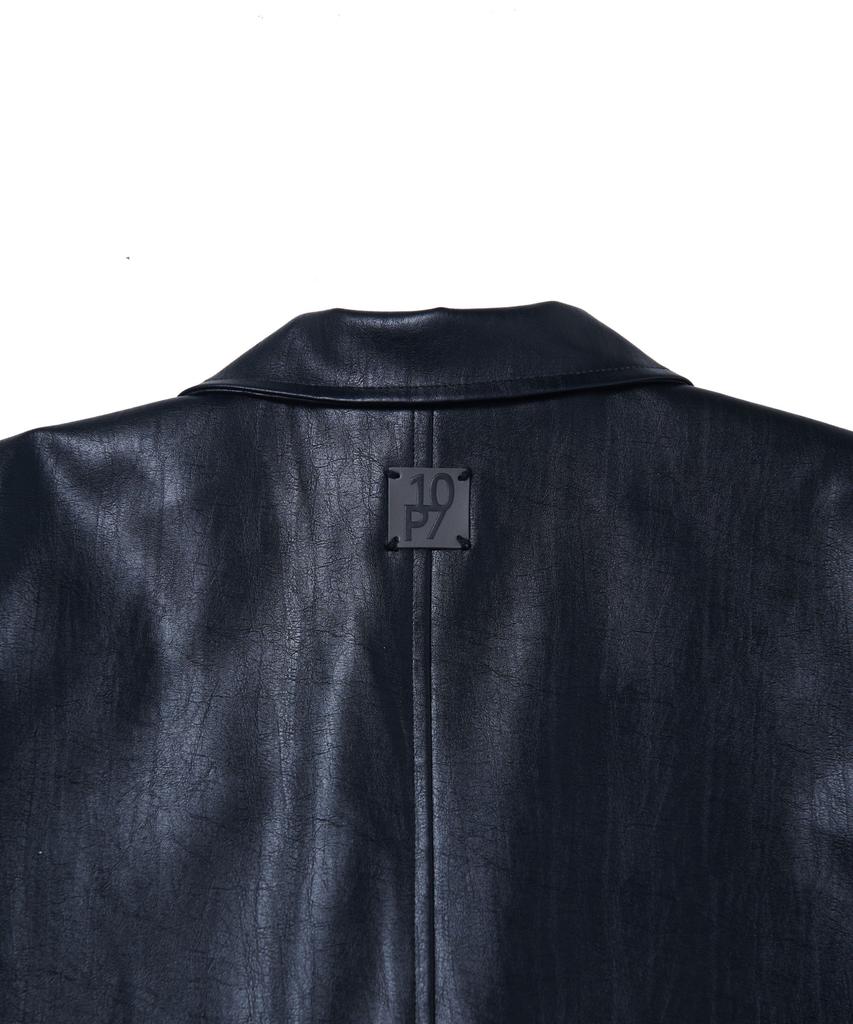 Ten Past Seven Faux Leather Single Jacket - Black
