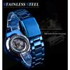 WINNER Men's Fashion Casual Cutout Blue Dial Automatic Mechanical Watch