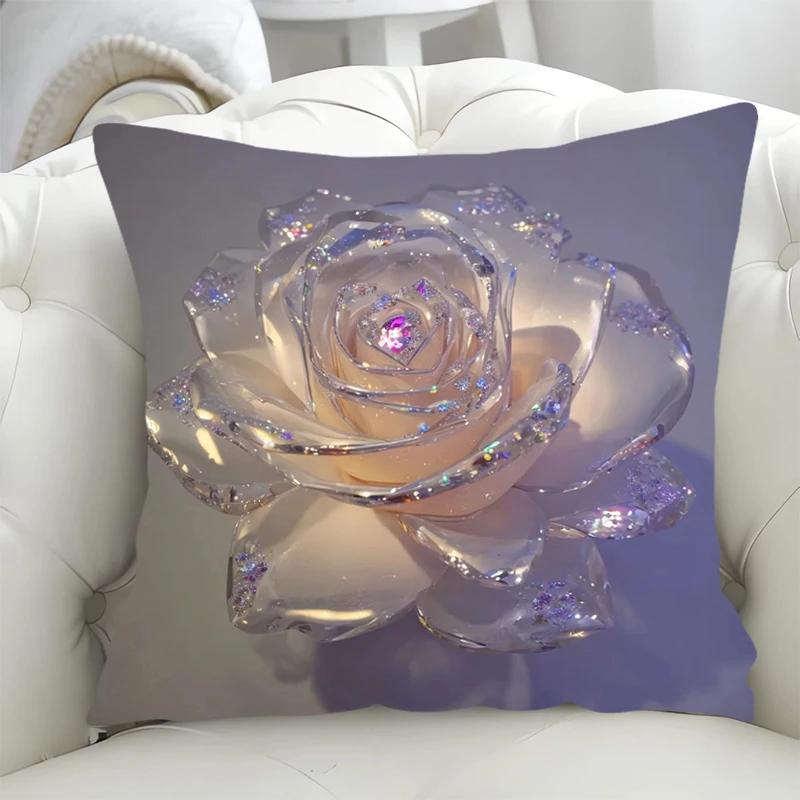 Sofa Cushion Cover 40*40 Rose Decorative Pillowcases 40x40 Covers for Bed Pillows Duplex Printing Pillowcase 45*45 Lounge Chairs