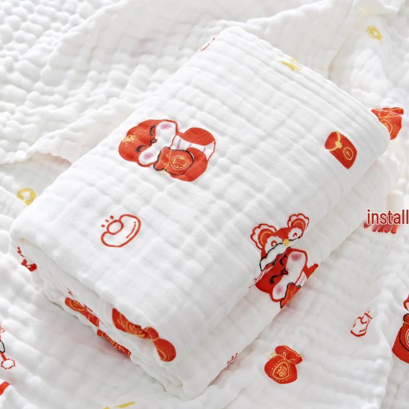 High-Density Six-Layer Pure Cotton Baby Bath Towel and Swaddling Blanket for Newborns and Children