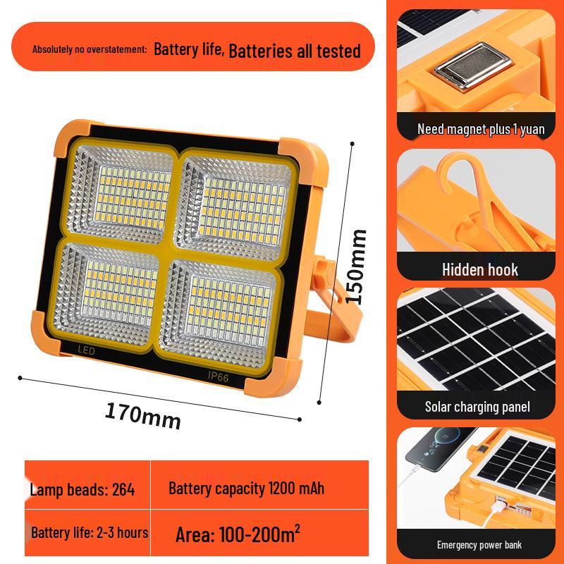 Multifunctional Solar-Powered Outdoor Floodlight and Emergency Charger