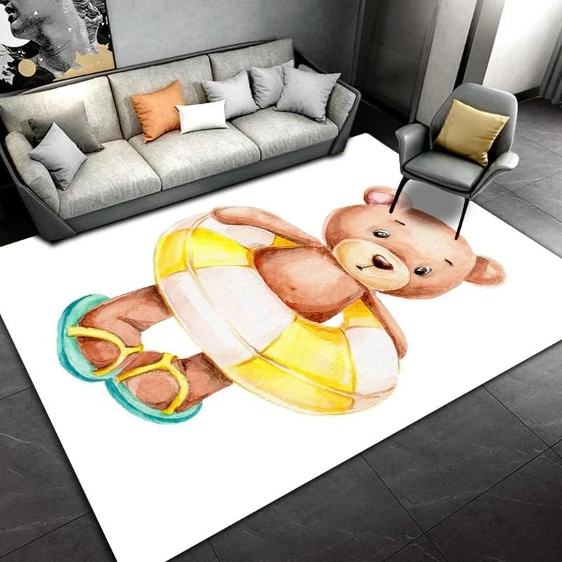 Tappeto Orso Cartone Animato per Soggiorno Decorazione Casa Tappeto da Area Tappetino per Camera da Letto Bambini Ragazze Tappetini Antiscivolo per Pavimento Soggiorno Zerbino Bagno