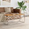  Coffee Table, Stainless Steel and Solid Acacia Wood