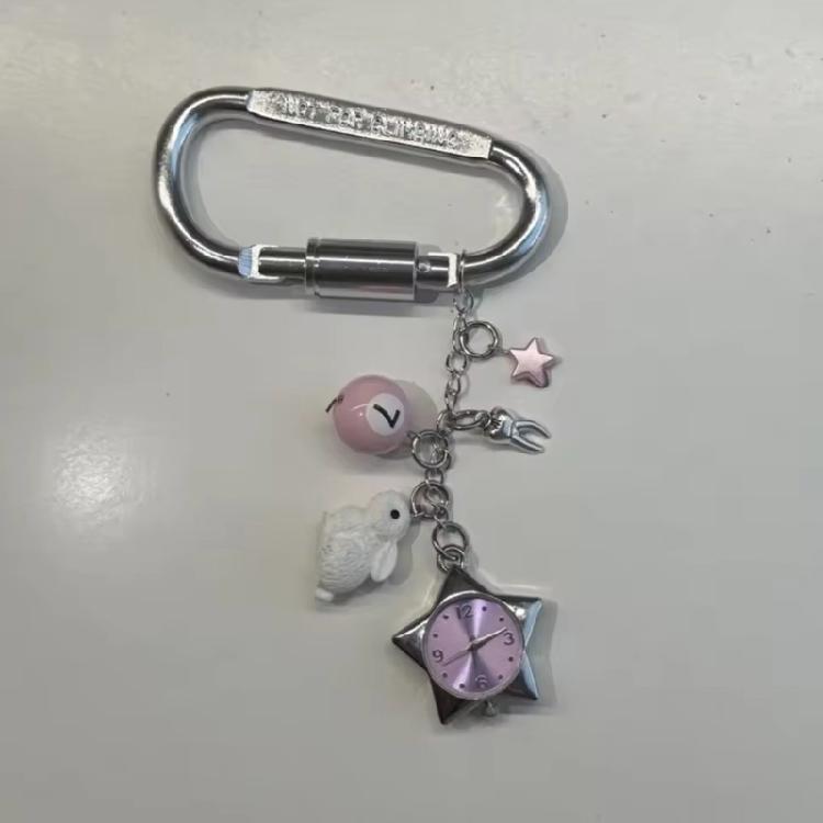Unique Rotating Star Keychain Accessory With Time Display Stainless Steel Alloy Gift Timepiece Pendant Keyring