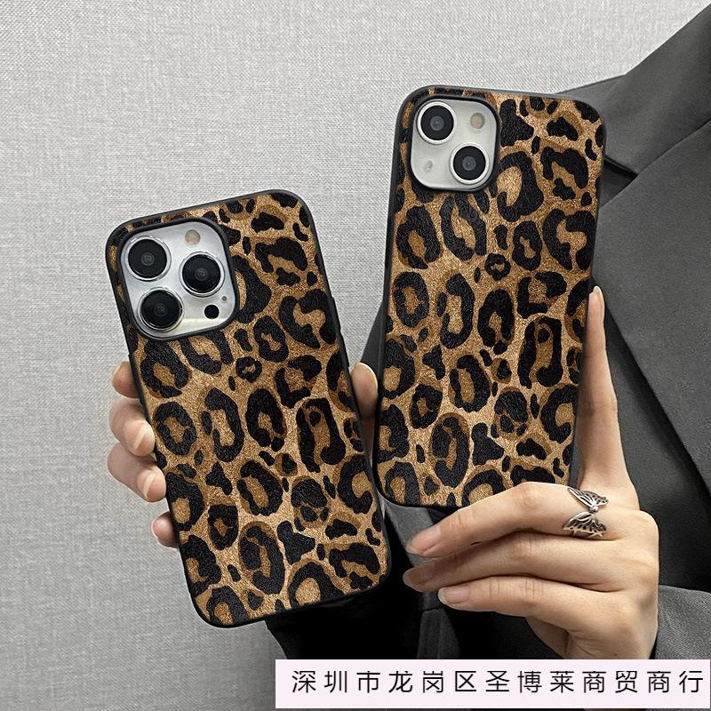 Leopard print is suitable for Apple 13 mobile phone case iphone12promax cover 14/11/xsmax/xr matte black 78 women