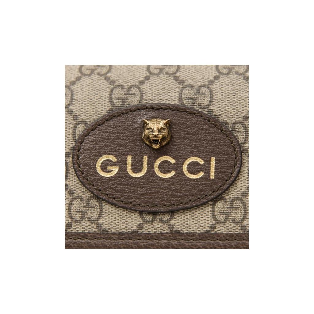 Gucci Neo Vintage Collection Tiger-Head Decorated Canvas and Leather Mix Crossbody Waist Bag Small Men's Ebony Brown