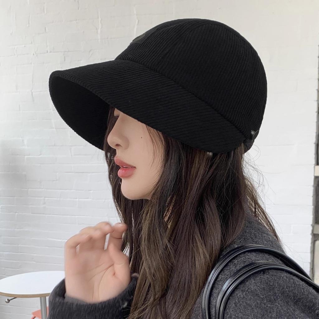 Corduroy peaked cap children autumn and winter simple warm versatile baseball cap anti-ultraviolet shade fisherman