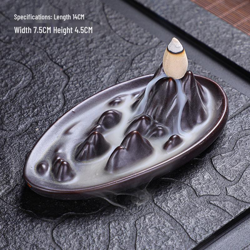 Zen Sandalwood Backflow Incense Burner for Indoor Use - Creative Ornament with Scented Oil Burner for Tea Ceremonies.