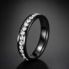 Stainless Steel Ring with Star-Inlaid Diamonds, Fade-Resistant, Titanium Finish
