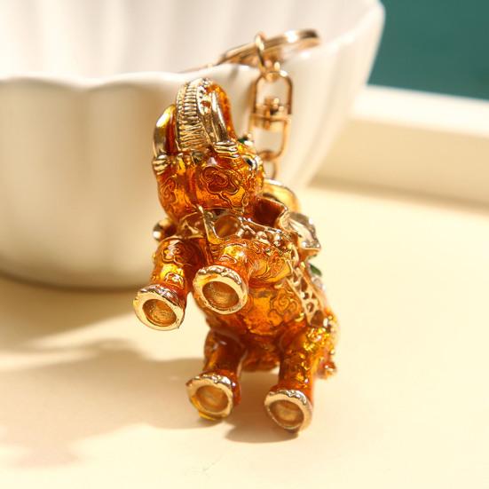 Rhinestone Elephant Keychain Vintage Animal Charm Key Ring Pendant Backpack Bag Purse Decoration Accessory Party Favors