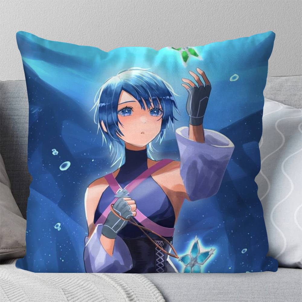Kingdom Hearts Anime Aqua Pillow Case Fashion Square Pillowcase Bedroom Sofa Room Ins Decoration Leisure