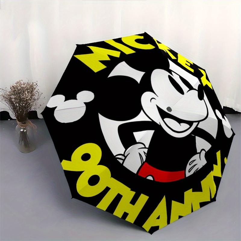 1pc Mickey Mouse 90th Anniversary Fully Automatic Folding Portable Umbrella, 8 Iron Frames, Three-Fold Design, Suitable for All Seasons, Sui