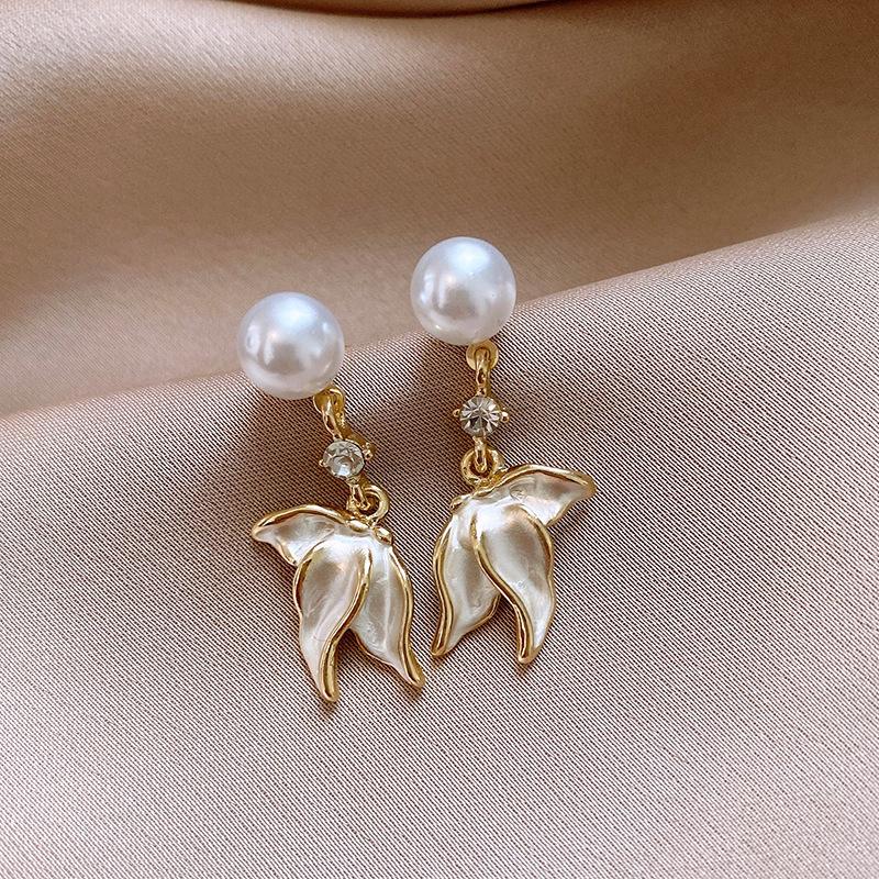 Silver Needle Zircon Pearl Tassel Earrings - Elegant Retro Design for Women