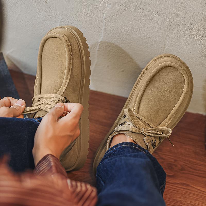 Fashion Khaki Casual Men Shoes Comfortable Suede Leather Loafers Man Platform Slip-on Men's Driving Shoes Zapatos Para Hombre