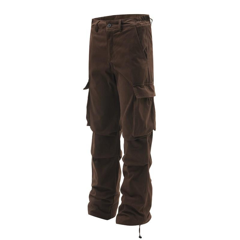 Men Women Streetwear Cargo Pants Loose Fit Straight Leg Wide Trousers With Detail Multi Pocket Cotton Casual